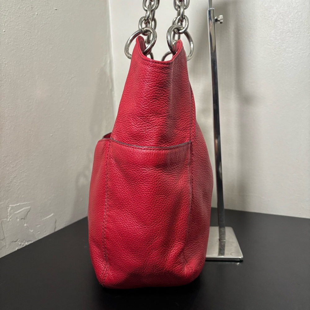 Grace Adele Red Pebbled Leather Hobo Shoulder Bag - Picture 7 of 13